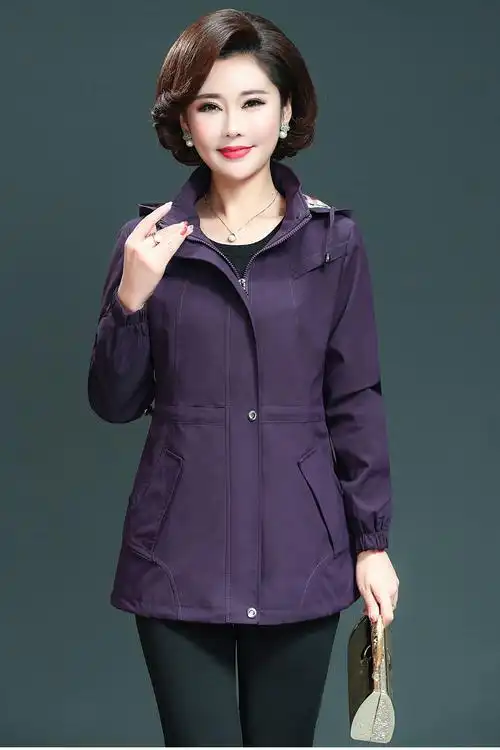 中老年春装风衣女休闲中长款气质妈妈装宽松大码奶奶春秋上衣外套