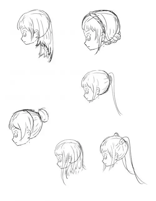 6种侧脸发型参考草稿