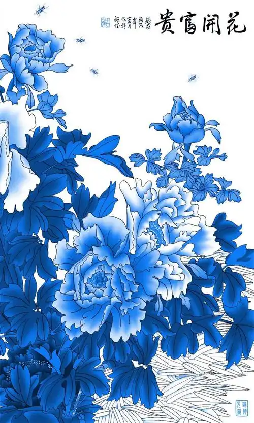 中国风古典青花瓷雕刻素材装饰图案中国风纹样龙凤印花纹饰ps素材