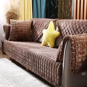 沙发坐垫冬季毛绒中式沙发垫通用万能纯色芝华士加厚防滑套巾定做