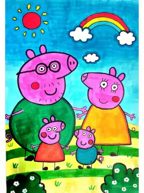 可爱小猪佩奇简笔画超级简单的儿童简笔画