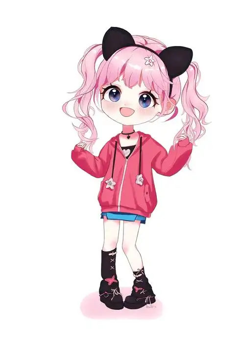 q版人物61三头身61扁平61少女61二次元插画_沉醉倚西风-站酷