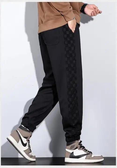 秋季重磅束脚卫裤男士直筒休闲运动裤潮牌加肥加大码宽松长裤男生