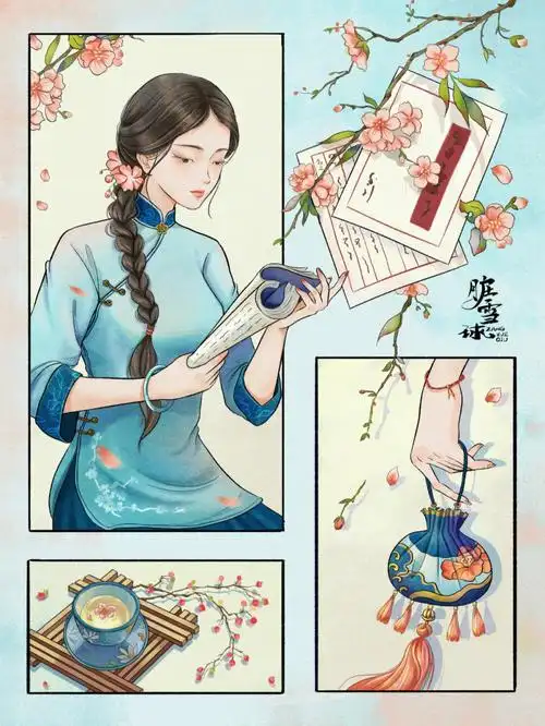 原创插画民国女子图鉴四民国女大学生