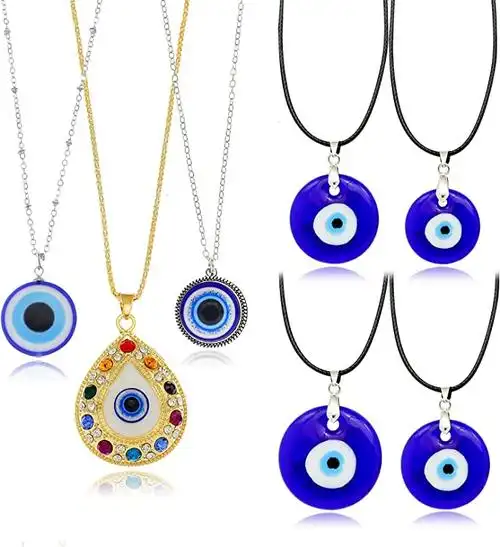 ojo turco 保护玻璃皮革绳水钻蛇链土耳其商品吊坠幸运珠宝礼物