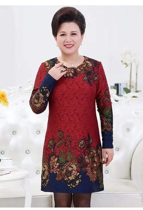 胖夫人店铺女装长袖t恤200斤加肥加大码中年妈妈装大号加绒连衣裙_不