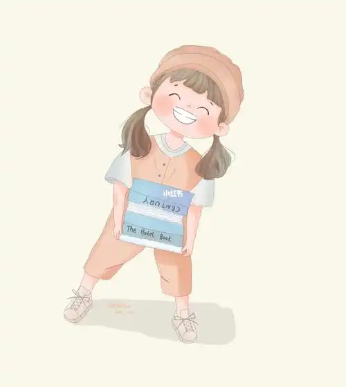 打卡两个辫子的小女孩