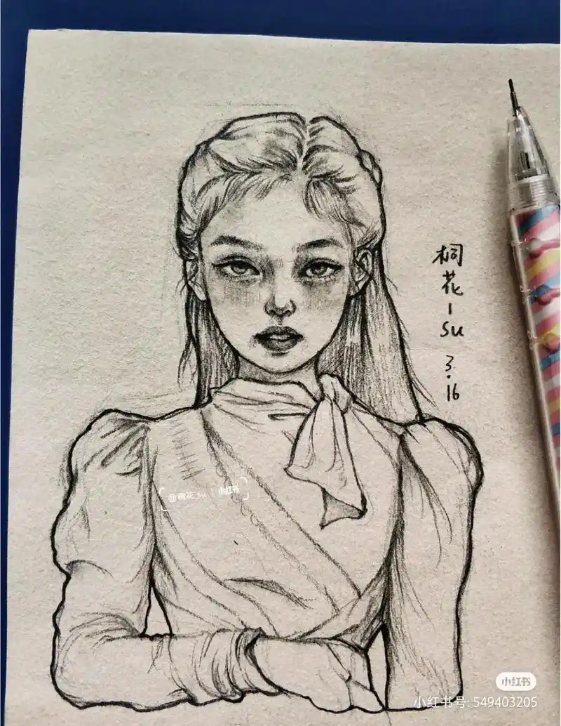 铅笔画#jennie金智妮 @dou 小助手 @抖音小助手 - 抖音