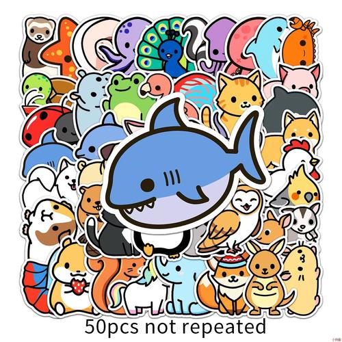 50卡通动物涂鸦贴纸 可爱儿童奖励贴纸diy手机壳行李箱贴纸防水