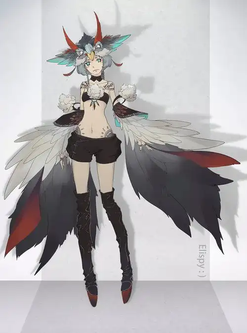 鸟类拟人服饰二次元角色立绘