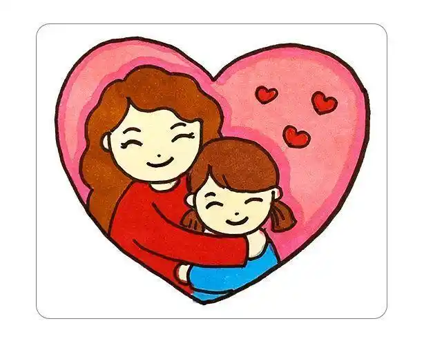 笔画怎么画亲子陪伴一起画妈妈陪伴女儿写作业妈妈简笔画母亲节简笔画