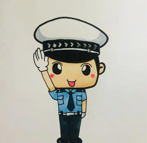 指挥交通交警简笔画步骤图彩色交警简笔画怎么画