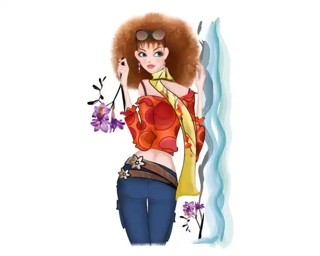 时尚卡通美女插画图片素材(40p)