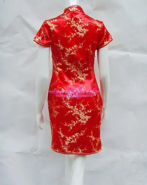 批发新织锦缎梅花短旗袍暗扣唐装旗袍