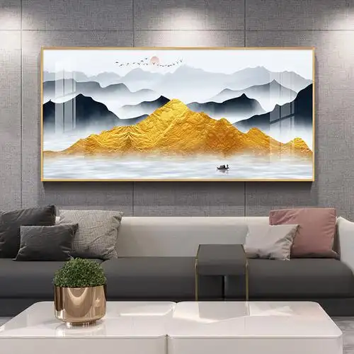靠山金山装饰画客厅大幅沙发背景墙大气现代轻奢现代装饰画