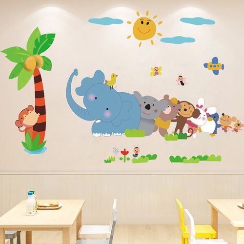 幼儿园卡通墙贴画墙壁贴纸小图案儿童房卧室墙面装饰布置墙纸自粘
