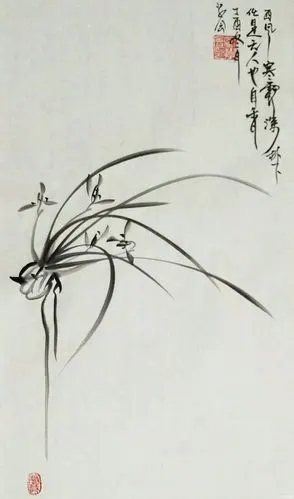 国画兰花小品自香