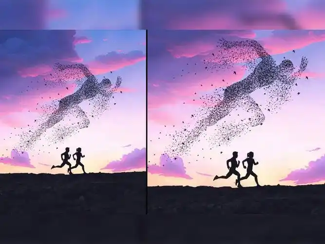 ps合成案例-梦幻剪影效果奔跑的人(含素材)