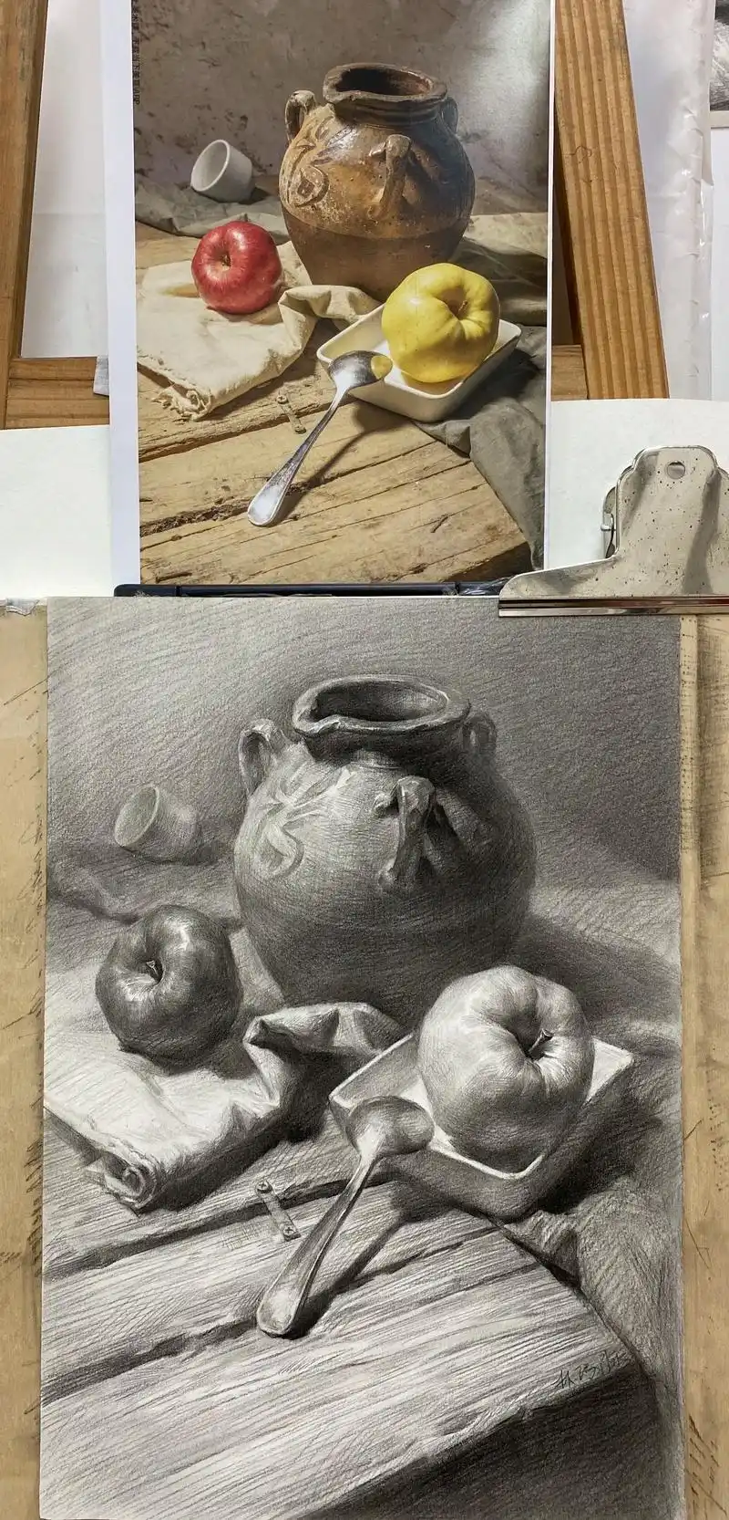 画的少,看的小.一组简单静物素描步骤图#美术生#画画 #素描 - 抖音