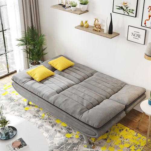 8米沙发沙发床小户型 沙发床展开186*110*46(绒布灰色) 1.8米-2米【图