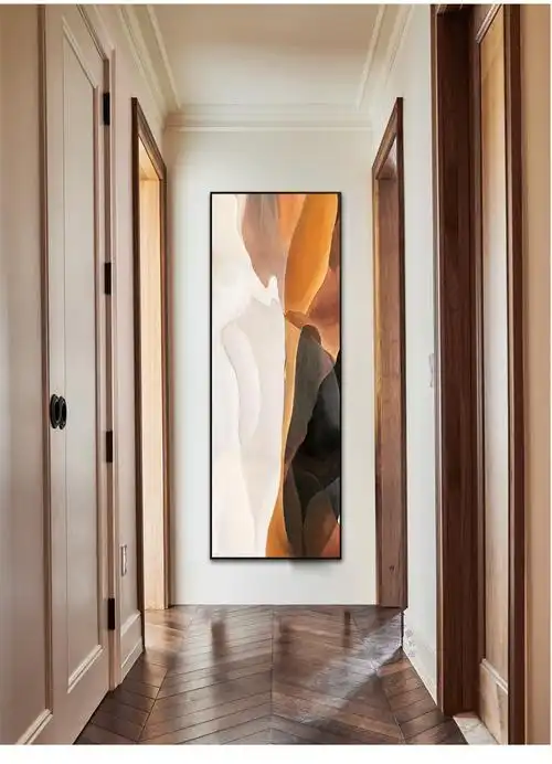 简约现代玄关装饰画竖版入户客厅背景墙落地画走廊过道抽象挂画