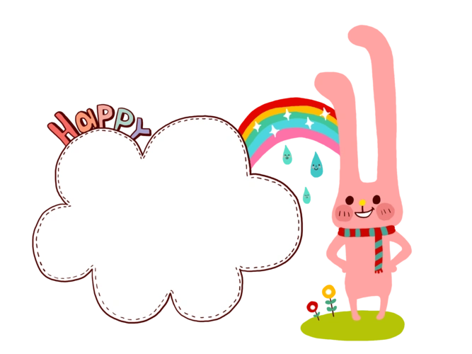 粉色长耳兔框边