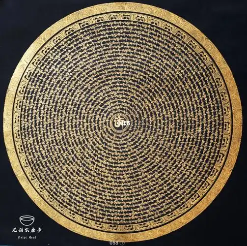 尼泊尔唐卡黑金六字真言617070