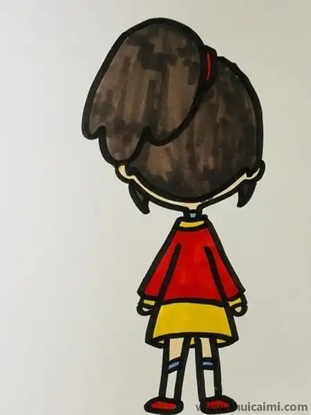女生的背影简笔画教程步骤
