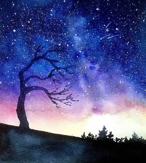 简单的星空水彩画简单的星空水彩画的书签