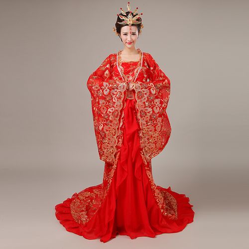 服装古装贵妃拖尾仙女唐装古代女式演出服汉服女民族服装