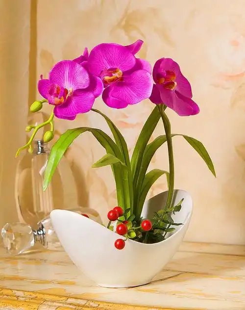 仿真艺术插花 陶瓷花瓶-君子兰