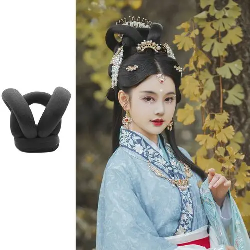 后雨山古风汉服假发包鹊桥仙女双环三环发髻魏晋唐宋明影视古典