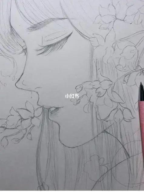 铅笔画临摹古风铅笔画古风素描古风汉服少女古风素描人物黑白动漫素材