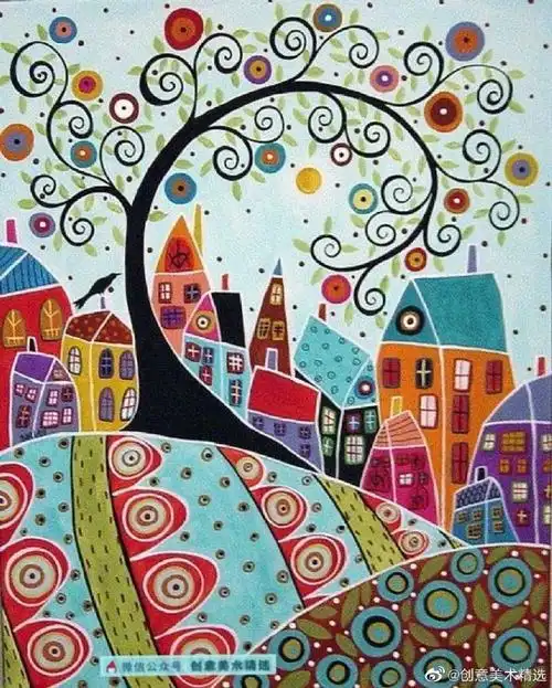 装饰画##色彩装饰画##儿童创意美术##创意美术##线描##儿童画##创意