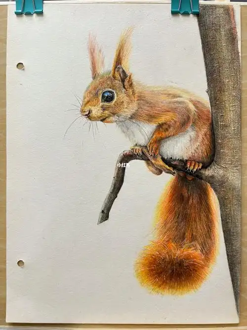 画一只小松鼠彩铅画附带步骤图