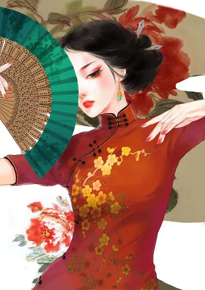 水彩旗袍女子图集超美插画古风图片