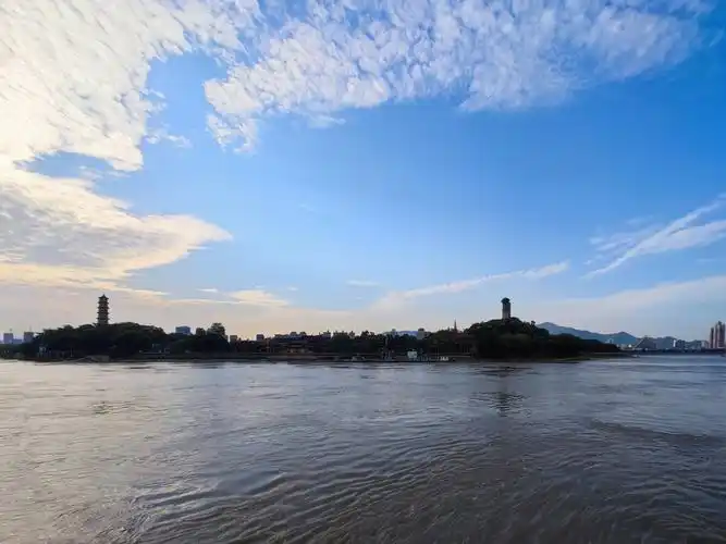 瓯江风景蓝天白云摄于温州