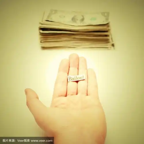 伸手要钱:银行救助概念照片