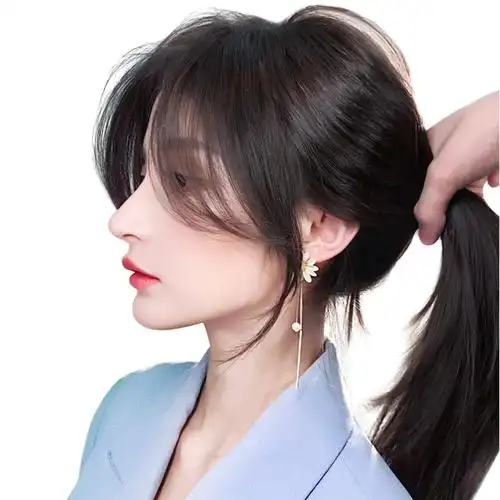 刘海真发前额法式两侧假发八字无痕自然海女刘海片