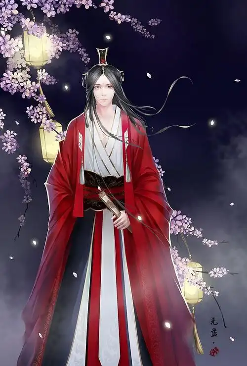 古风红衣美男子