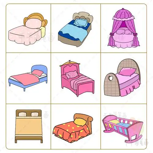 漂亮的床简笔画素材图片儿童轻松学画画