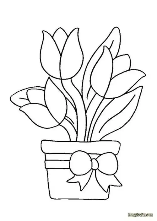 的春天花朵叶子植物简笔画a4可打印免费图片-红豆饭小学生简笔画大全