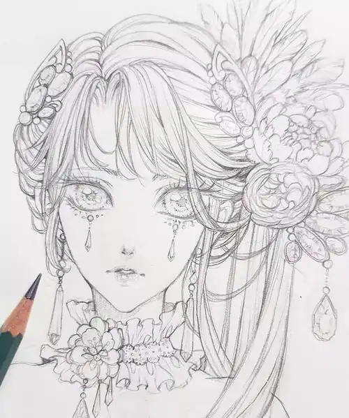 动漫少女素描图片可爱(一波素描动漫美女又强势来袭) - 赤虎壹号