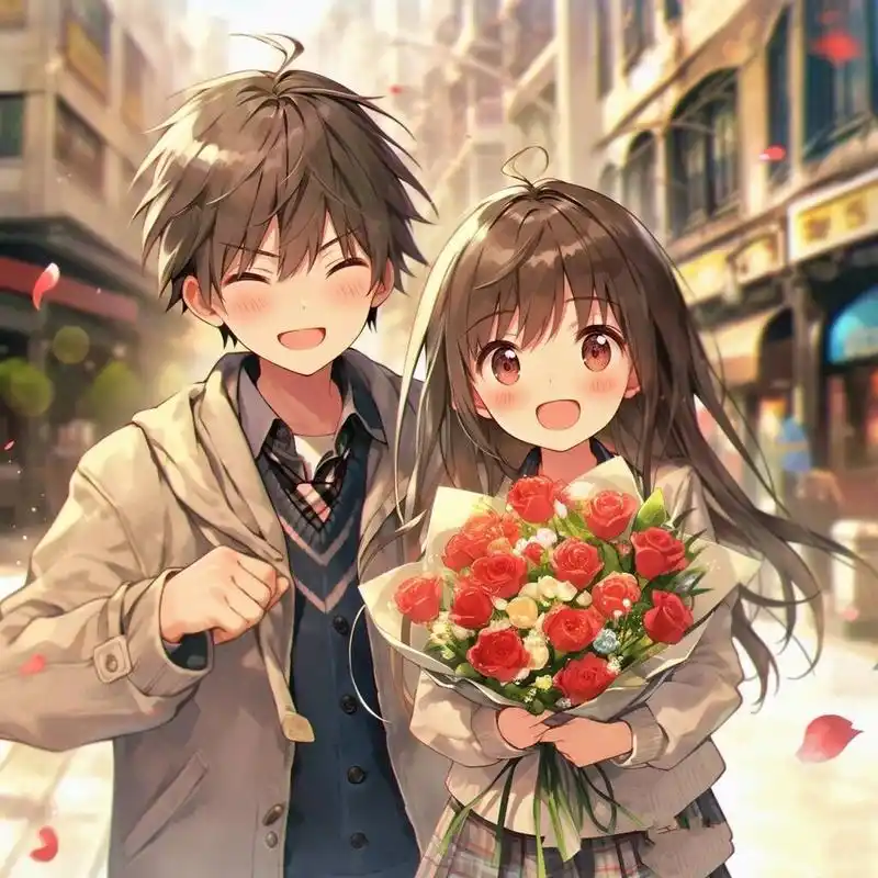 动漫头像 ▏情侣头像 开心的笑容能治愈一切,在一起总是那么的美好!