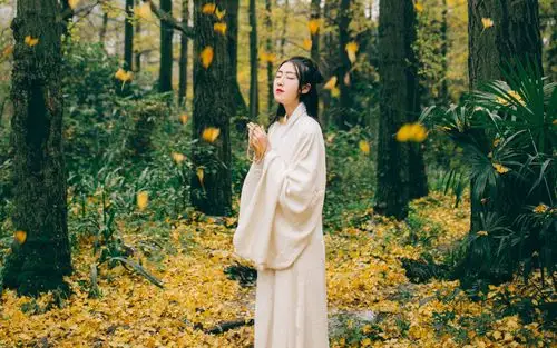 古风改良汉服古装 高清桌面壁纸 白色长衫道袍