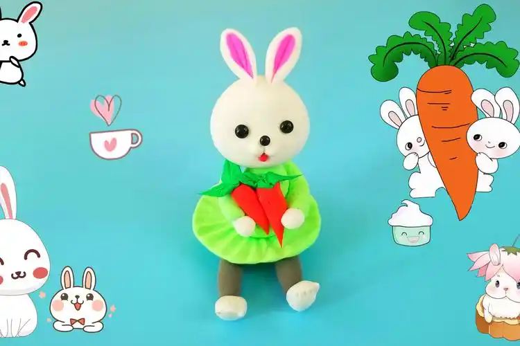 30秒看懂的手工兔子教学橡皮泥粘土都可以收藏备用