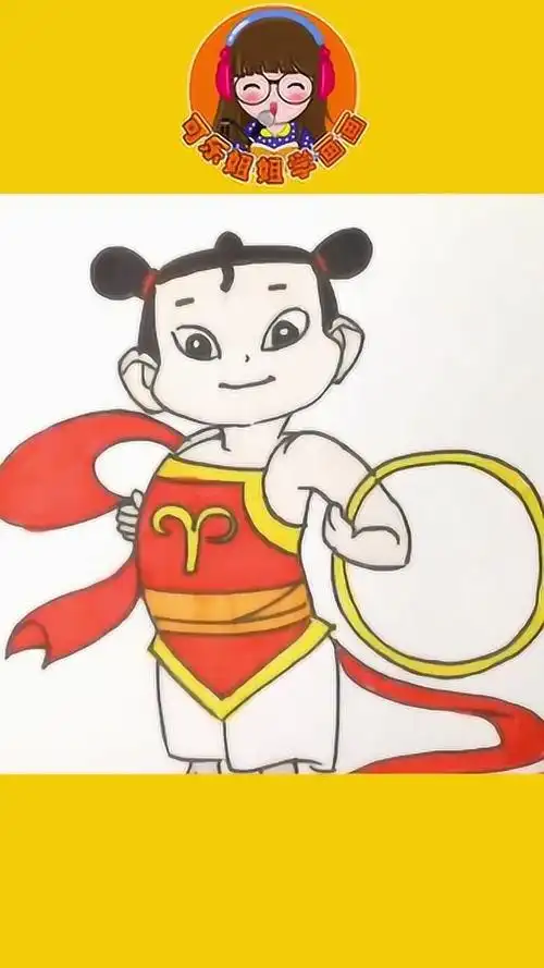 少年英雄小哪吒简笔画绘画教程