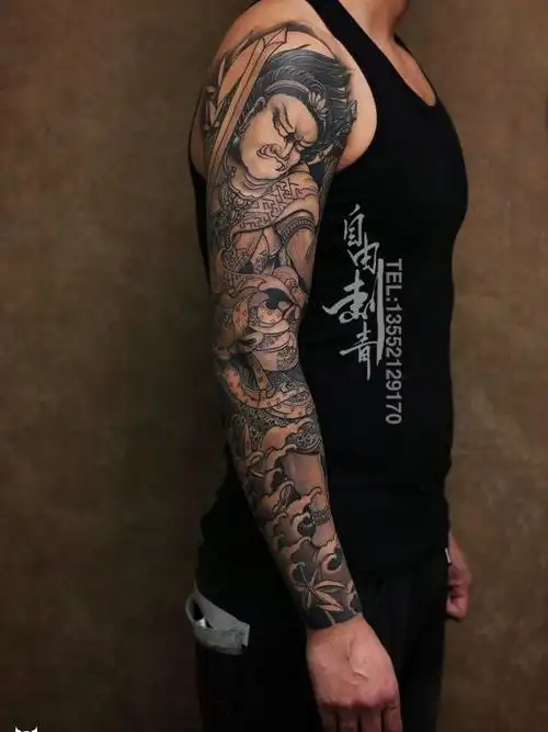 不动明王花臂_纹身图案手稿图片_唐平的纹身作品集