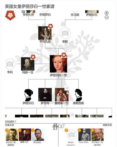 必应中的伊丽莎白一世家谱