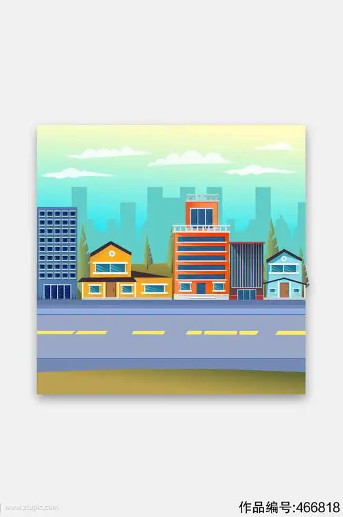 城市道路场景矢量插画